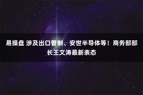 易操盘 涉及出口管制、安世半导体等！商务部部长王文涛最新表态