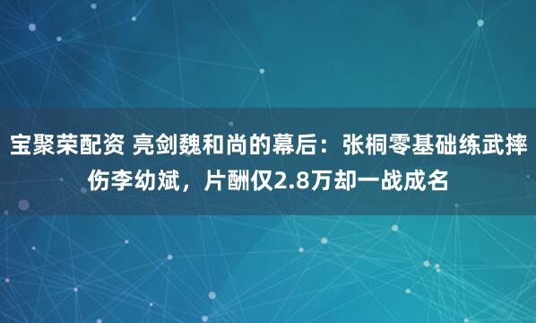 宝聚荣配资 亮剑魏和尚的幕后：张桐零基础练武摔伤李幼斌，片酬仅2.8万却一战成名