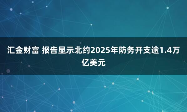 汇金财富 报告显示北约2025年防务开支逾1.4万亿美元