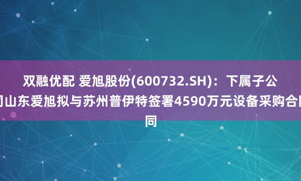 双融优配 爱旭股份(600732.SH)：下属子公司山东爱旭拟与苏州普伊特签署4590万元设备采购合同